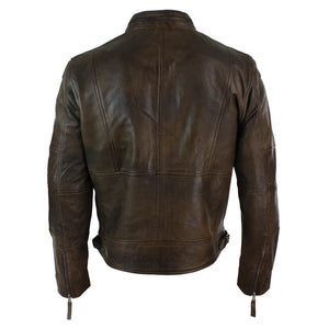 Herrenjacke 100% Echtleder Schwarz Braun Olive Biker Still Lässig - Infinity Leather - 8