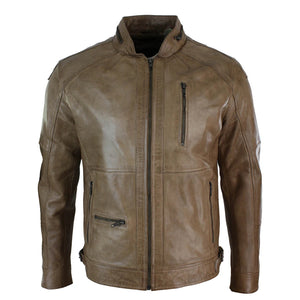 Herrenjacke 100% Echtleder Schwarz Braun Olive Biker Still Lässig - Infinity Leather - 9
