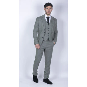 Costume 3 pièces pour homme lin vert sauge coupe ajustée style mariage été fête classique - House of Cavani - 2