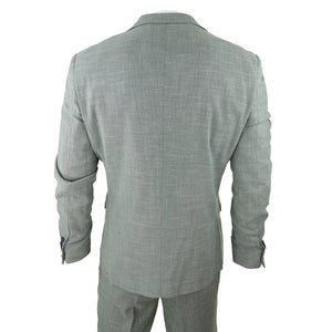 Costume 3 pièces pour homme lin vert sauge coupe ajustée style mariage été fête classique - House of Cavani - 7
