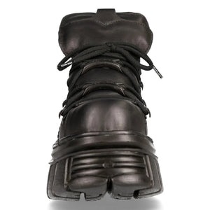 NEW ROCK 106N-S52 TOWER SHOES Metallic Black Leather Boots - New Rock - 4