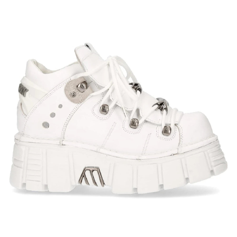 Scarpe 106N-S8 in Vera Pelle Bianca Biker Gothic Rock Punk - New Rock - 1