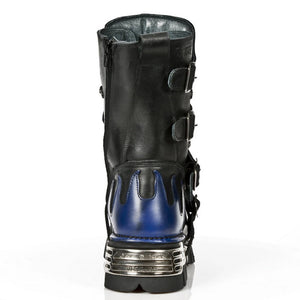 New Rock 107-S2 Mens 100% Leather Silver Skull Devil Metallic Boots - New Rock - 6