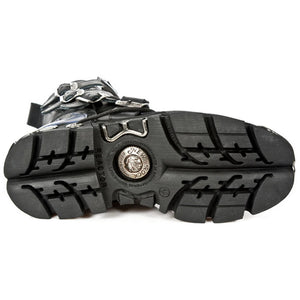 New Rock 107-S2 Mens 100% Leather Silver Skull Devil Metallic Boots - New Rock - 7