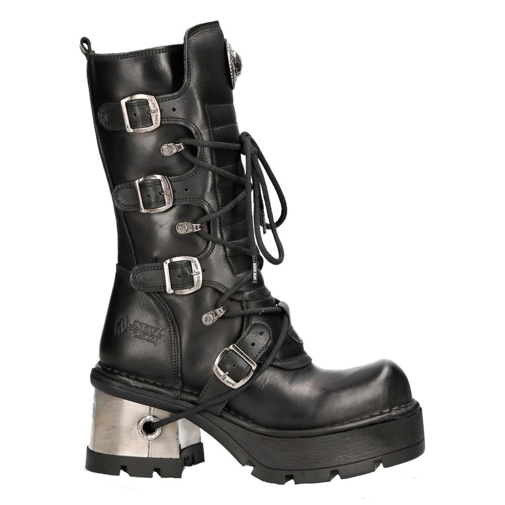 New Rock 373-S33 Damskie czarne gotyckie buty do połowy łydki - New Rock - 1