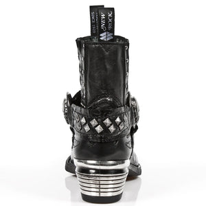 New Rock 7950P-S1 Stivali Cowboy Militari in Pelle Nera con Tacco in Metallo Biker Rock - New Rock - 6