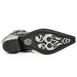 New Rock 7950P-S1 Stivali Cowboy Militari in Pelle Nera con Tacco in Metallo Biker Rock - New Rock - 7