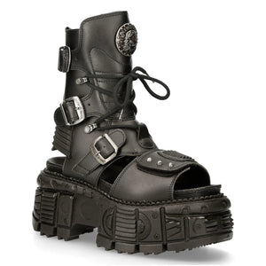 New Rock Boots BIOS107-V1 Czarne wegańskie platformowe uniseksowe sandały biker goth - New Rock - 3