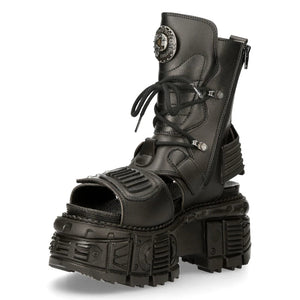 New Rock Boots BIOS107-V1 Czarne wegańskie platformowe uniseksowe sandały biker goth - New Rock - 5