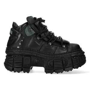 New Rock - Bocanci negru metalizat din piele cu platformă punk rock WALL106-S12 - New Rock - 1