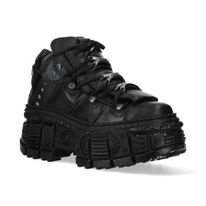 New Rock - Bocanci negru metalizat din piele cu platformă punk rock WALL106-S12 - New Rock - 3