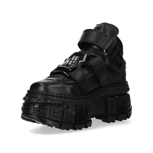 Boots New Rock WALL285-S2 unisexe cuir noir et métal talons compensés style punk gothique - New Rock - 5