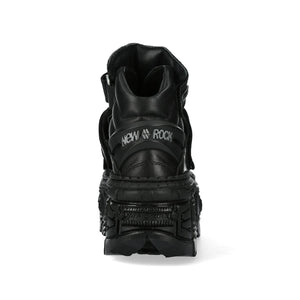 Boots New Rock WALL285-S2 unisexe cuir noir et métal talons compensés style punk gothique - New Rock - 6