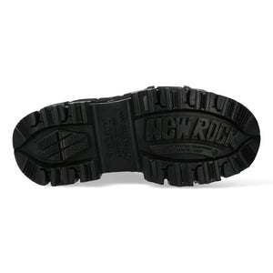 Boots New Rock WALL285-S2 unisexe cuir noir et métal talons compensés style punk gothique - New Rock - 7