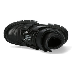 Boots New Rock WALL285-S2 unisexe cuir noir et métal talons compensés style punk gothique - New Rock - 8