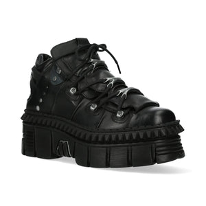 Stiefel New Rock Punk WALL106-S13 Schwarz Leder Plateau Knöchel Schuhe - New Rock - 3