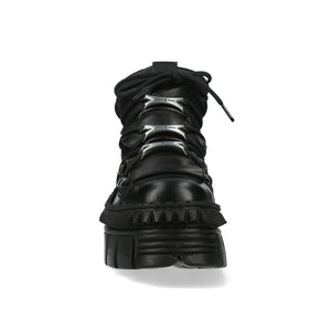 Stiefel New Rock Punk WALL106-S13 Schwarz Leder Plateau Knöchel Schuhe - New Rock - 4