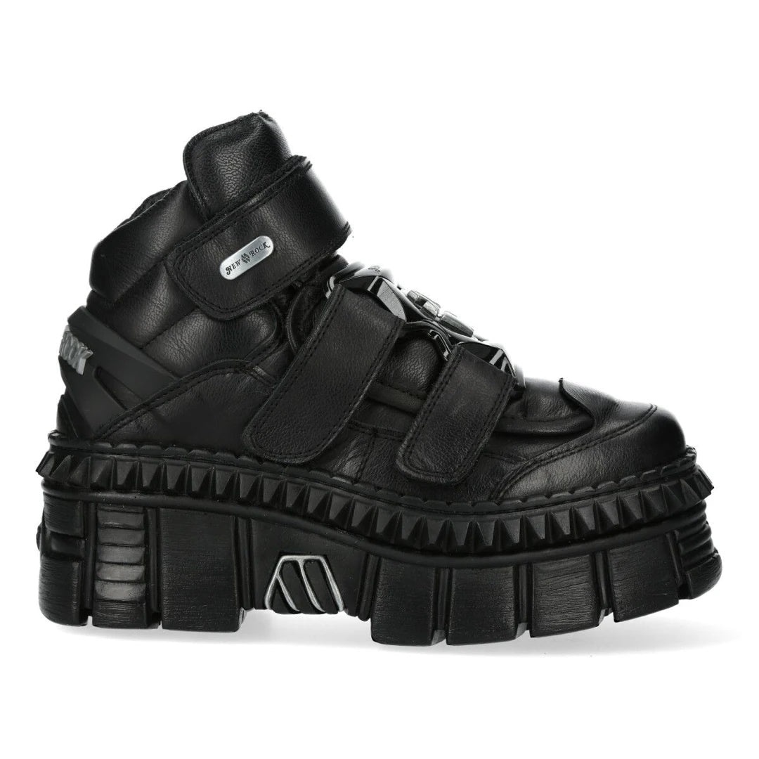 Boots New Rock WALL285-S3 unisexe cuir et métal talons compensés style punk gothique - New Rock - 1
