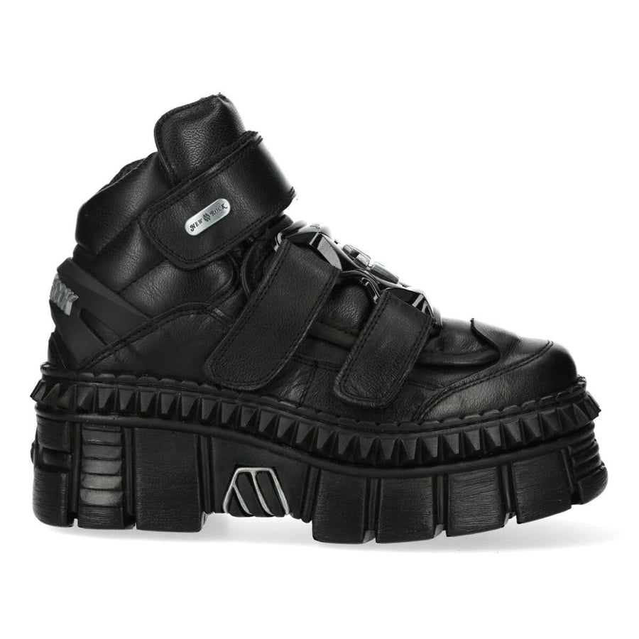 Stiefel Unisex New Rock Punk WALL285-S3 Schwarz Leder Plateau Gothic Schuhe - New Rock - 1