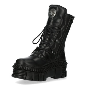 New Rock Bocanci Punk WALL373-S6 Unisex Negri Metalici Din Piele Cu Platformă Emo - New Rock - 5