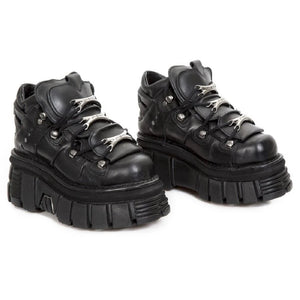 NEW ROCK M.106-S29 TOWER SHOES Metallic Black Leather - New Rock - 6