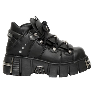 New Rock M-106-VS1 Unisex Metallic Black Vegan Leather Gothic Punk Rock Boots - New Rock - 1