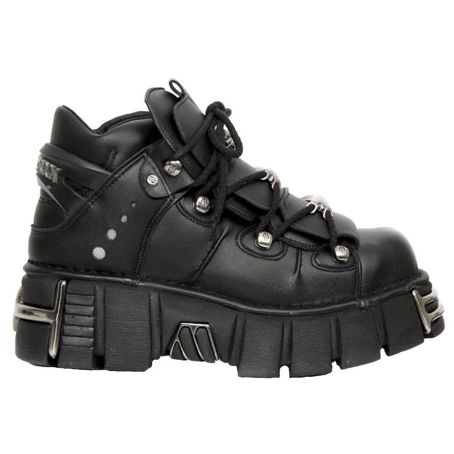 New Rock M-106-VS1 Unisex Metallic Black Vegan Leather Gothic Punk Rock Boots - New Rock - 1
