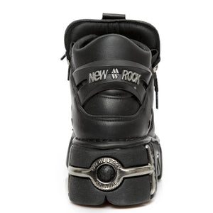 New Rock M-106-VS1 Unisex Metallic Black Vegan Leather Gothic Punk Rock Boots - New Rock - 5