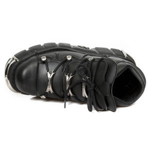 New Rock M-106-VS1 Unisex Metallic Black Vegan Leather Gothic Punk Rock Boots - New Rock - 7