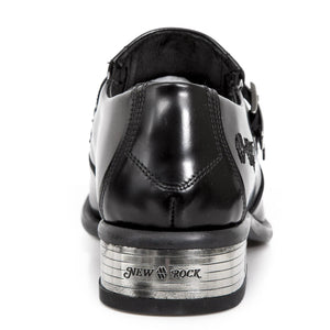 Nouvelles chaussures Rock M-2246-S14 Newman en cuir noir avec boucle et talon en acier - New Rock - 5