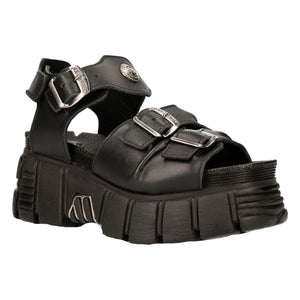 New Rock M-BIOS101-C2 Unisexe Métallisé Noir 100% Cuir Sandale Punk Rock Bottes - New Rock - 3