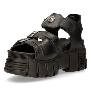 New Rock M-BIOS101-C2 Unisexe Métallisé Noir 100% Cuir Sandale Punk Rock Bottes - New Rock - 5