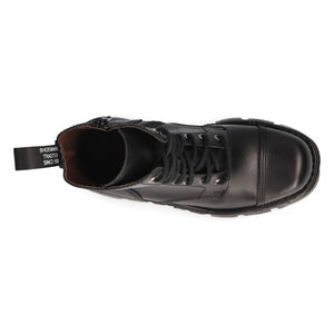 NEW ROCK M-NEWMILI083-S19 COMBAT BOOTS Black Leather Military Biker Shoes - New Rock - 8