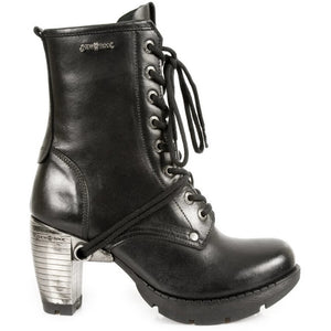 New Rock TR001-S1 - Czarne damskie buty skórzane sznurowane gotyckie - New Rock - 1