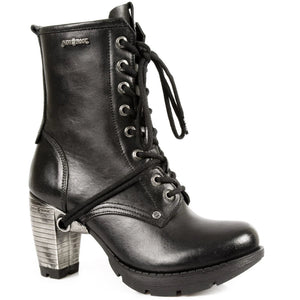 New Rock TR001-S1 - Czarne damskie buty skórzane sznurowane gotyckie - New Rock - 3