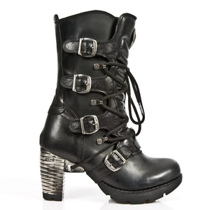 New Rock TR003-S1 womens Platform Heel Metal Rock Punk Laces Mid Boots Goth - New Rock - 2