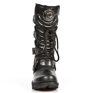 New Rock TR003-S1 womens Platform Heel Metal Rock Punk Laces Mid Boots Goth - New Rock - 4