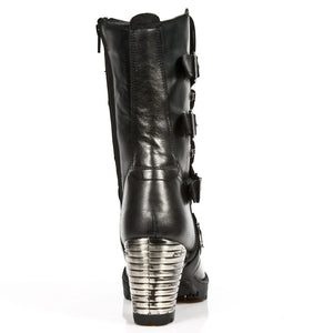New Rock TR003-S1 womens Platform Heel Metal Rock Punk Laces Mid Boots Goth - New Rock - 6