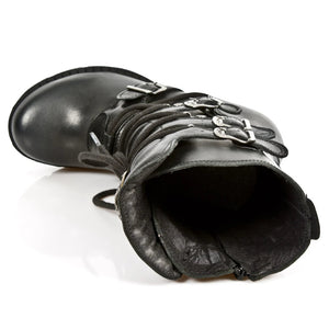 New Rock TR003-S1 womens Platform Heel Metal Rock Punk Laces Mid Boots Goth - New Rock - 8