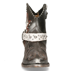 New Rock WSTM004-S2 Spitz Stiefel Grau Weiß Leder Cowboy Western Vintage - New Rock - 4