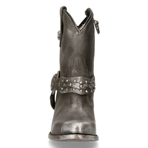 New Rock WSTM005-S1 Stivali a Punta Western Cowboy in Pelle Nera Vintage - New Rock - 4