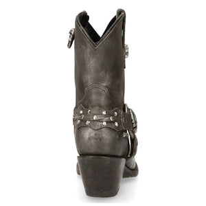 New Rock WSTM005-S1 Stivali a Punta Western Cowboy in Pelle Nera Vintage - New Rock - 6