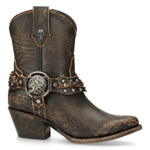 New Rock WSTM005-S2 Braunes Leder Cowboy Western Spitz Stiefel Vintage - New Rock - 1