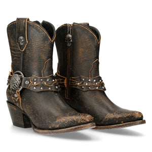 New Rock WSTM005-S2 Braunes Leder Cowboy Western Spitz Stiefel Vintage - New Rock - 2