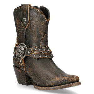 New Rock WSTM005-S2 Braunes Leder Cowboy Western Spitz Stiefel Vintage - New Rock - 3