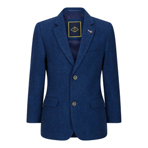 Orson - Boys 3 Piece Wool Suit Blue Tweed 1920s Classic 4 Pocket Waistcoat - House of Cavani - 3