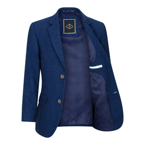 Orson - Boys 3 Piece Wool Suit Blue Tweed 1920s Classic 4 Pocket Waistcoat - House of Cavani - 4