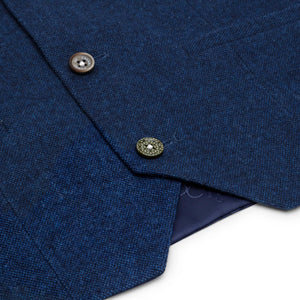 Orson - Boys 3 Piece Wool Suit Blue Tweed 1920s Classic 4 Pocket Waistcoat - House of Cavani - 9