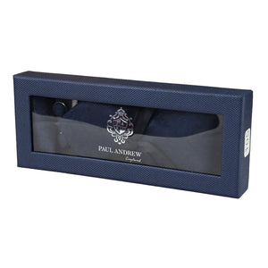 Paisley Neck Tie Gift Set Pocket Square Cuff Links Floral Satin - Navy - Paul Andrew - 21