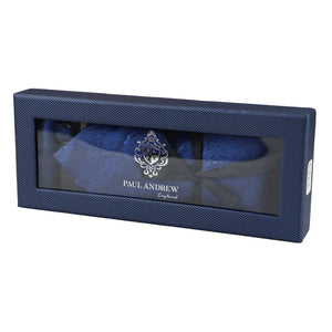 Paisley Neck Tie Gift Set Pocket Square Cuff Links Floral Satin - Royal Blue - Paul Andrew - 6